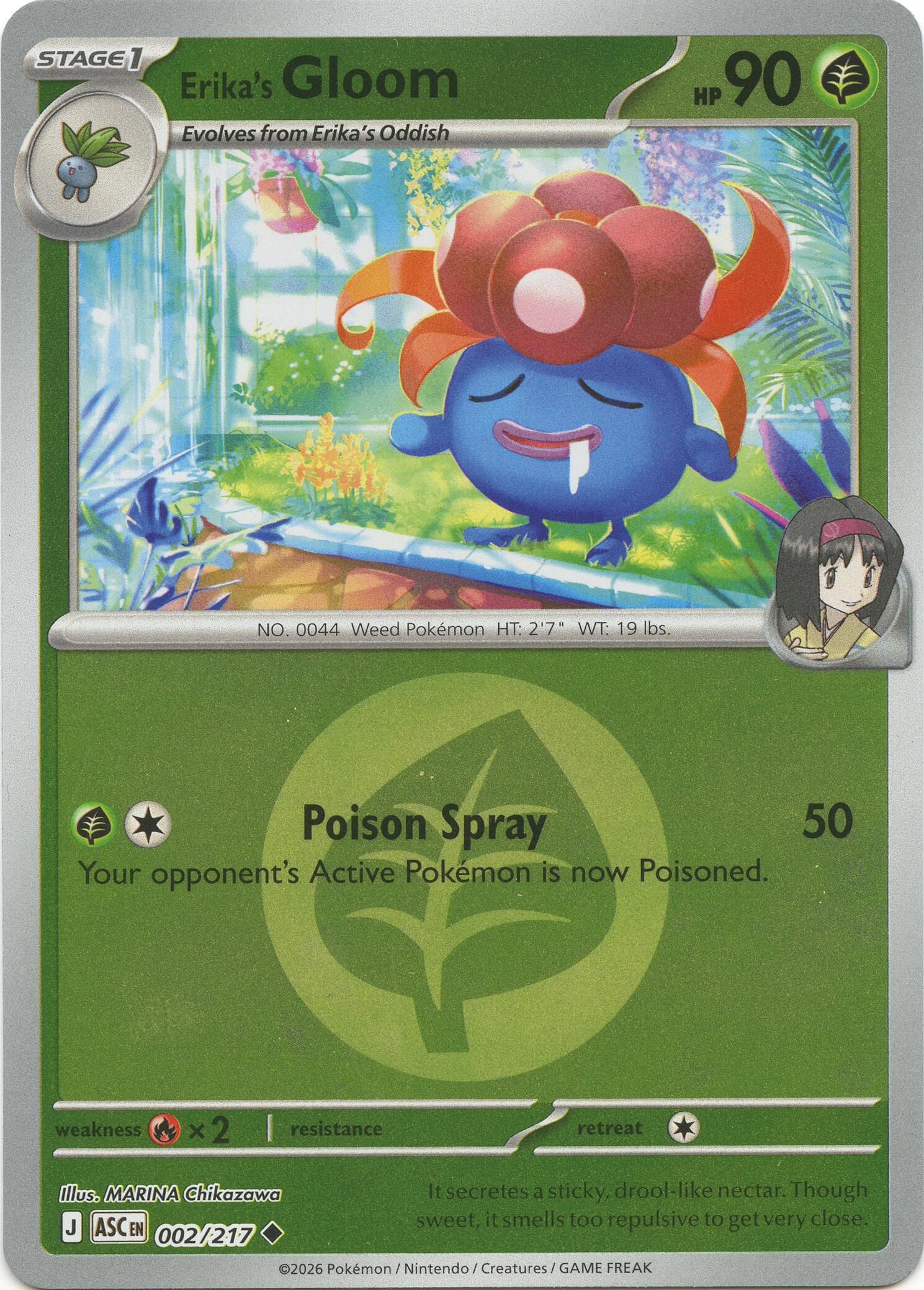 Erika's Gloom (002/217) (Energy Symbol Pattern) [Mega Evolution: Ascended Heroes] | Good Games Morley