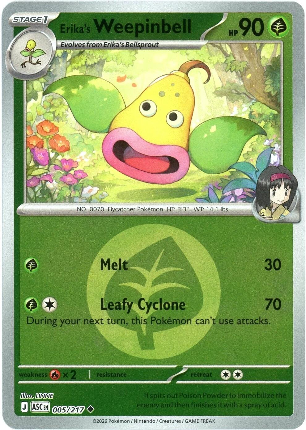 Erika's Weepinbell (005/217) (Energy Symbol Pattern) [Mega Evolution: Ascended Heroes] | Good Games Morley