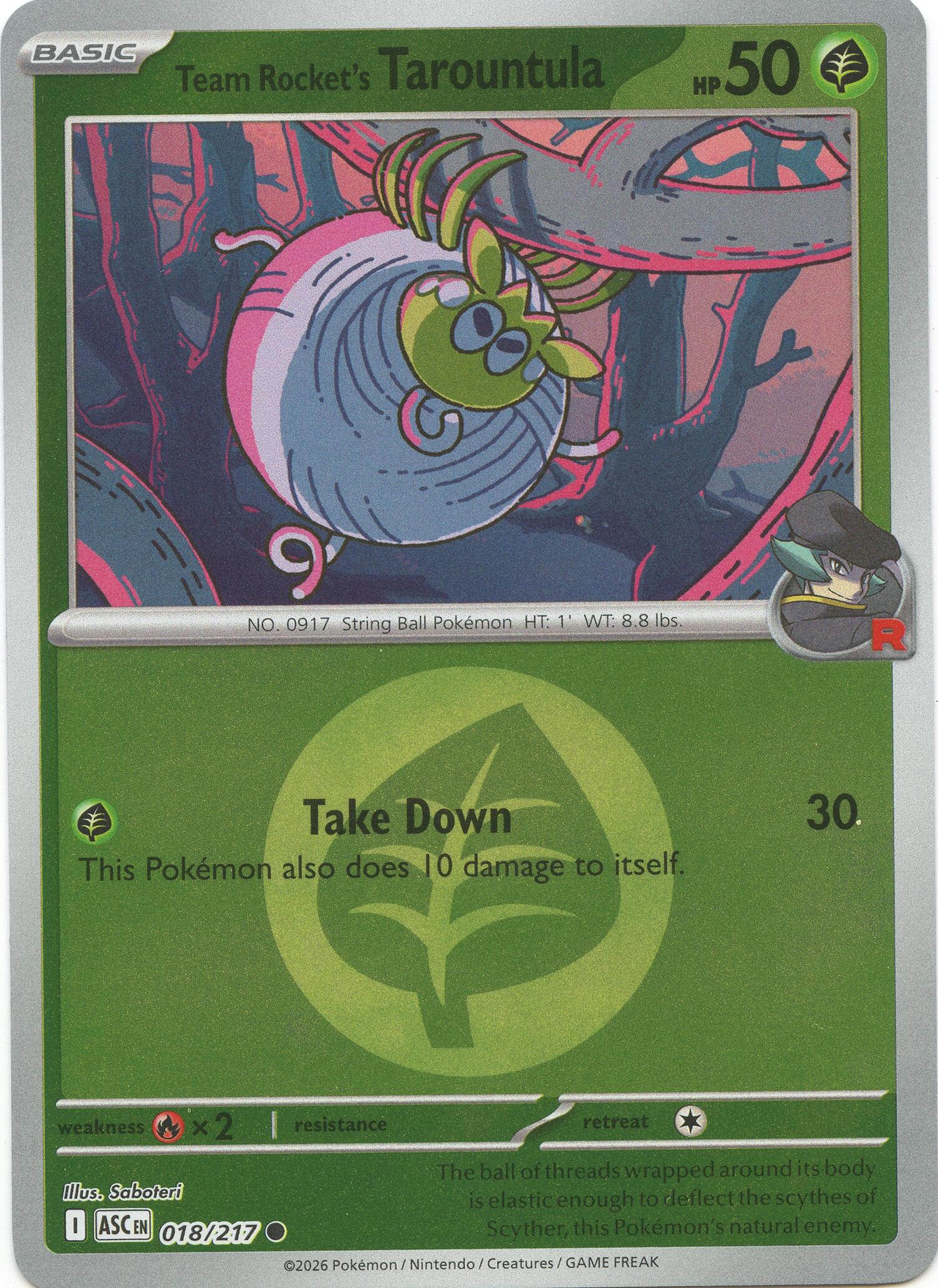 Team Rocket's Tarountula (018/217) (Energy Symbol Pattern) [Mega Evolution: Ascended Heroes] | Good Games Morley
