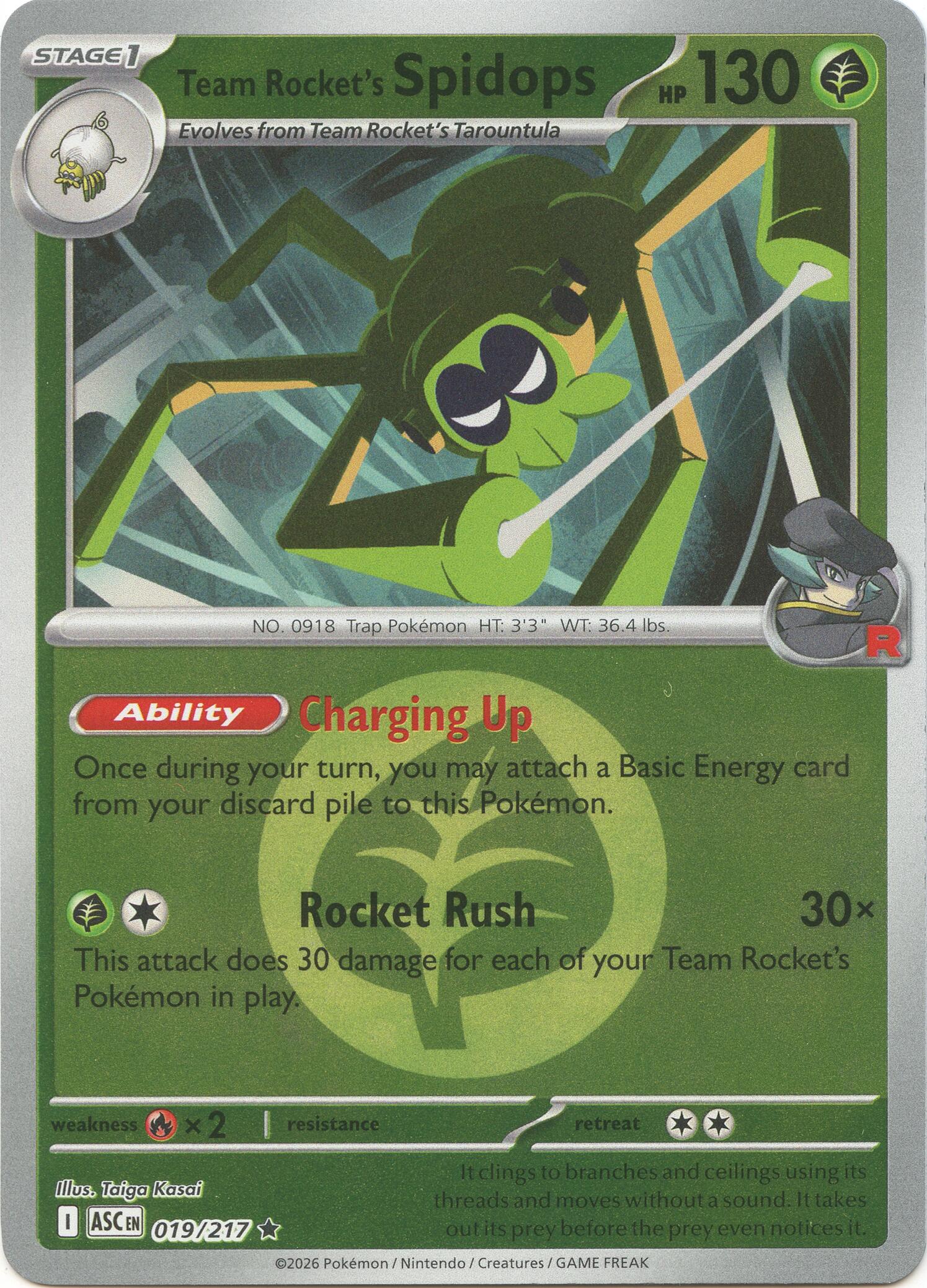 Team Rocket's Spidops (019/217) (Energy Symbol Pattern) [Mega Evolution: Ascended Heroes] | Good Games Morley