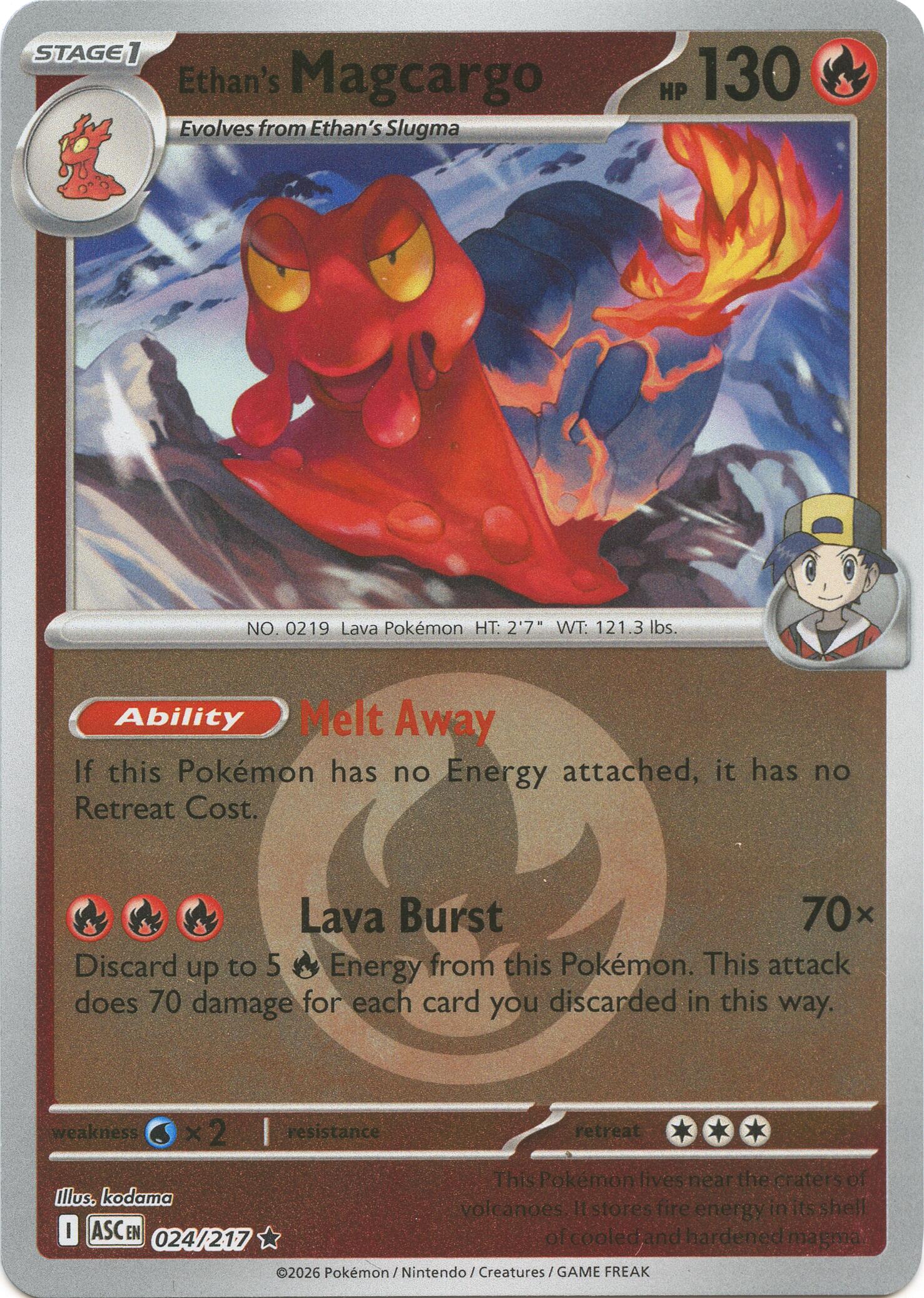 Ethan's Magcargo (024/217) (Energy Symbol Pattern) [Mega Evolution: Ascended Heroes] | Good Games Morley