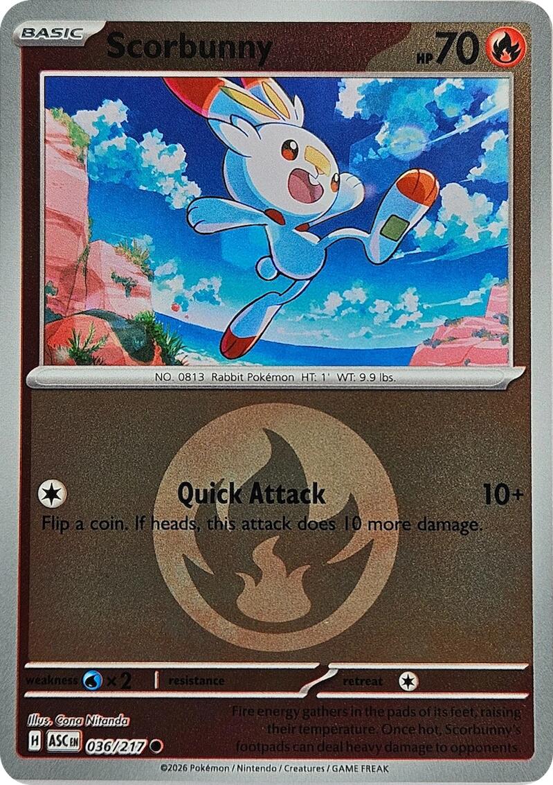 Scorbunny (036/217) (Energy Symbol Pattern) [Mega Evolution: Ascended Heroes] | Good Games Morley