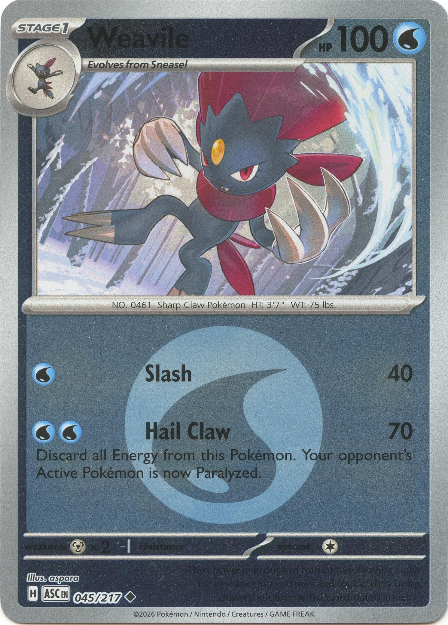 Weavile (045/217) (Energy Symbol Pattern) [Mega Evolution: Ascended Heroes] | Good Games Morley