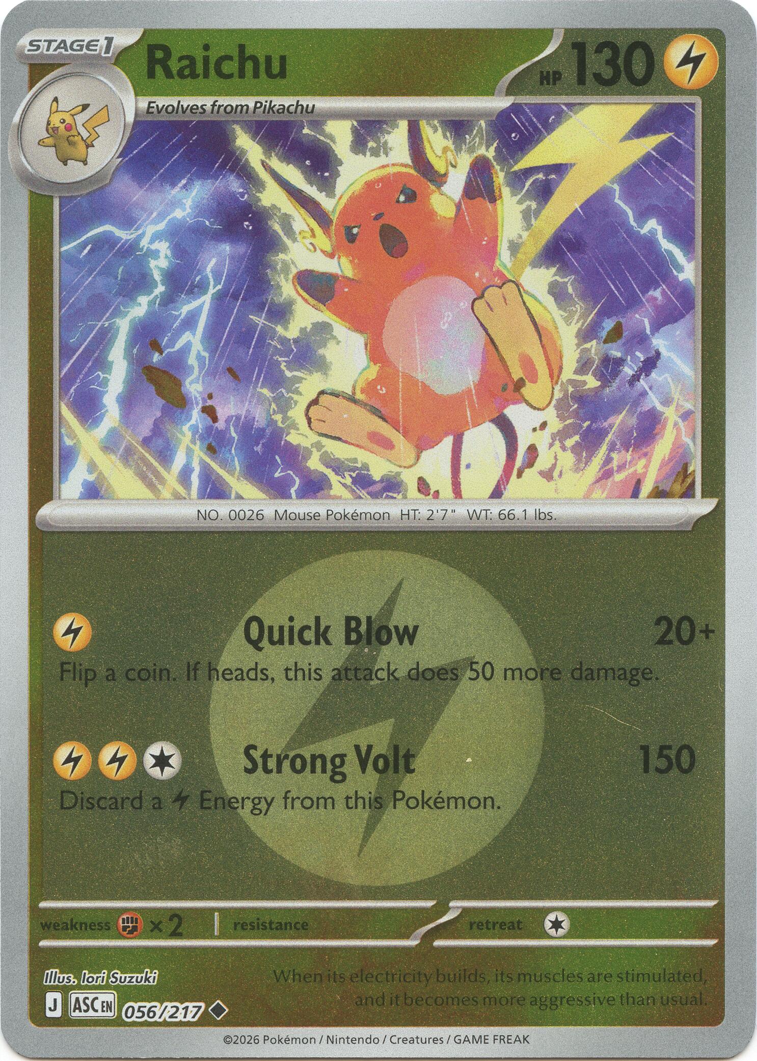 Raichu (056/217) (Energy Symbol Pattern) [Mega Evolution: Ascended Heroes] | Good Games Morley