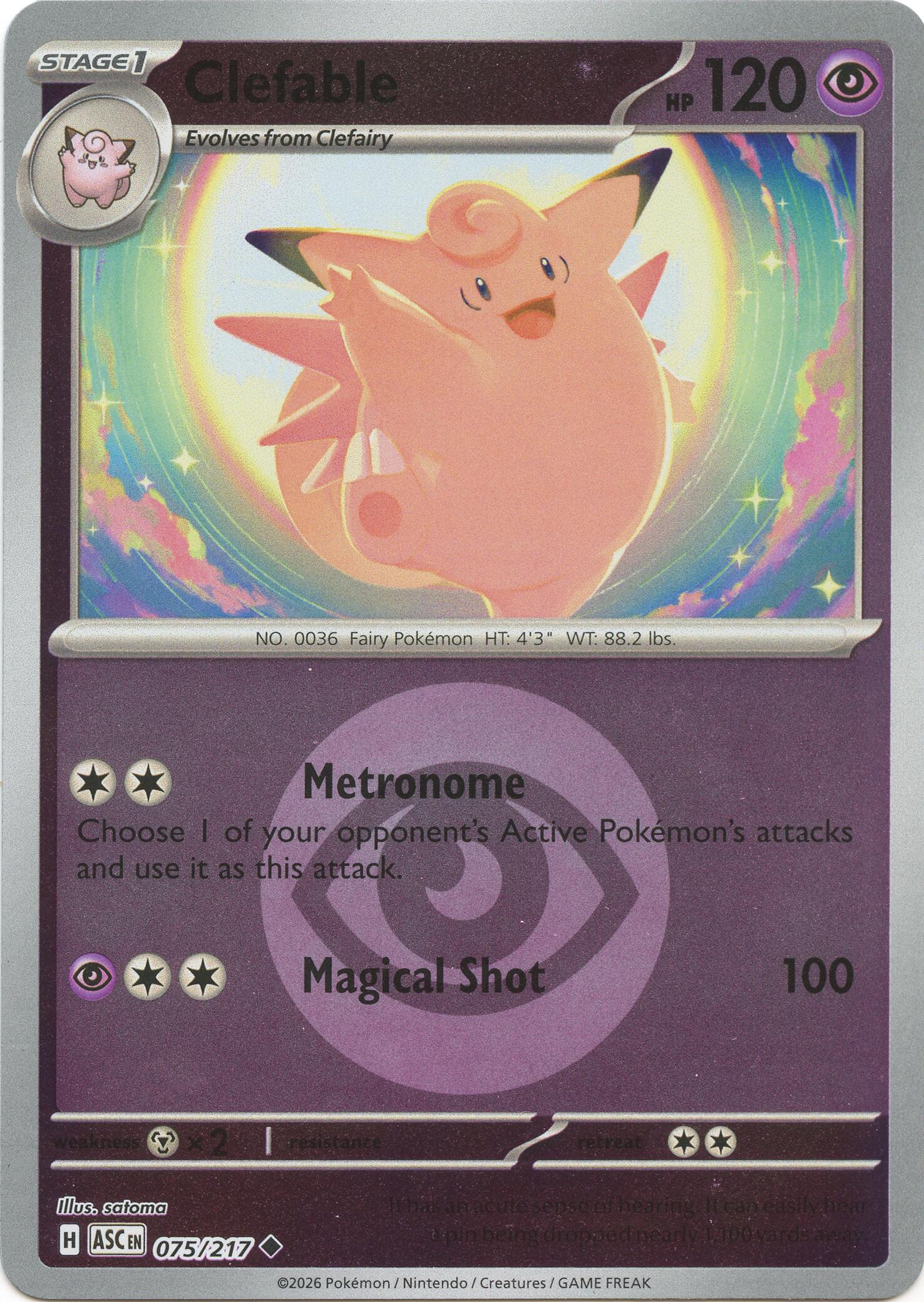 Clefable (075/217) (Energy Symbol Pattern) [Mega Evolution: Ascended Heroes] | Good Games Morley