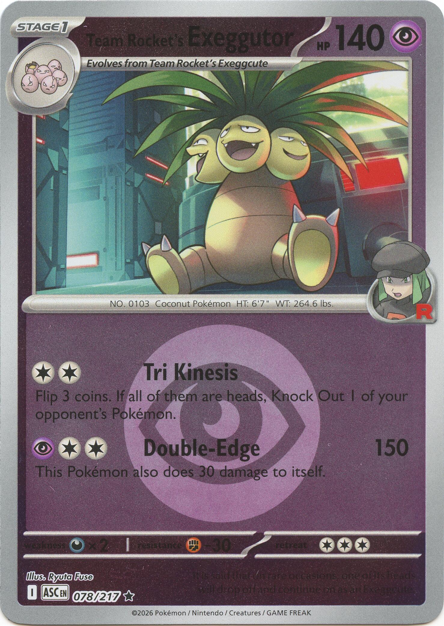 Team Rocket's Exeggutor (078/217) (Energy Symbol Pattern) [Mega Evolution: Ascended Heroes] | Good Games Morley