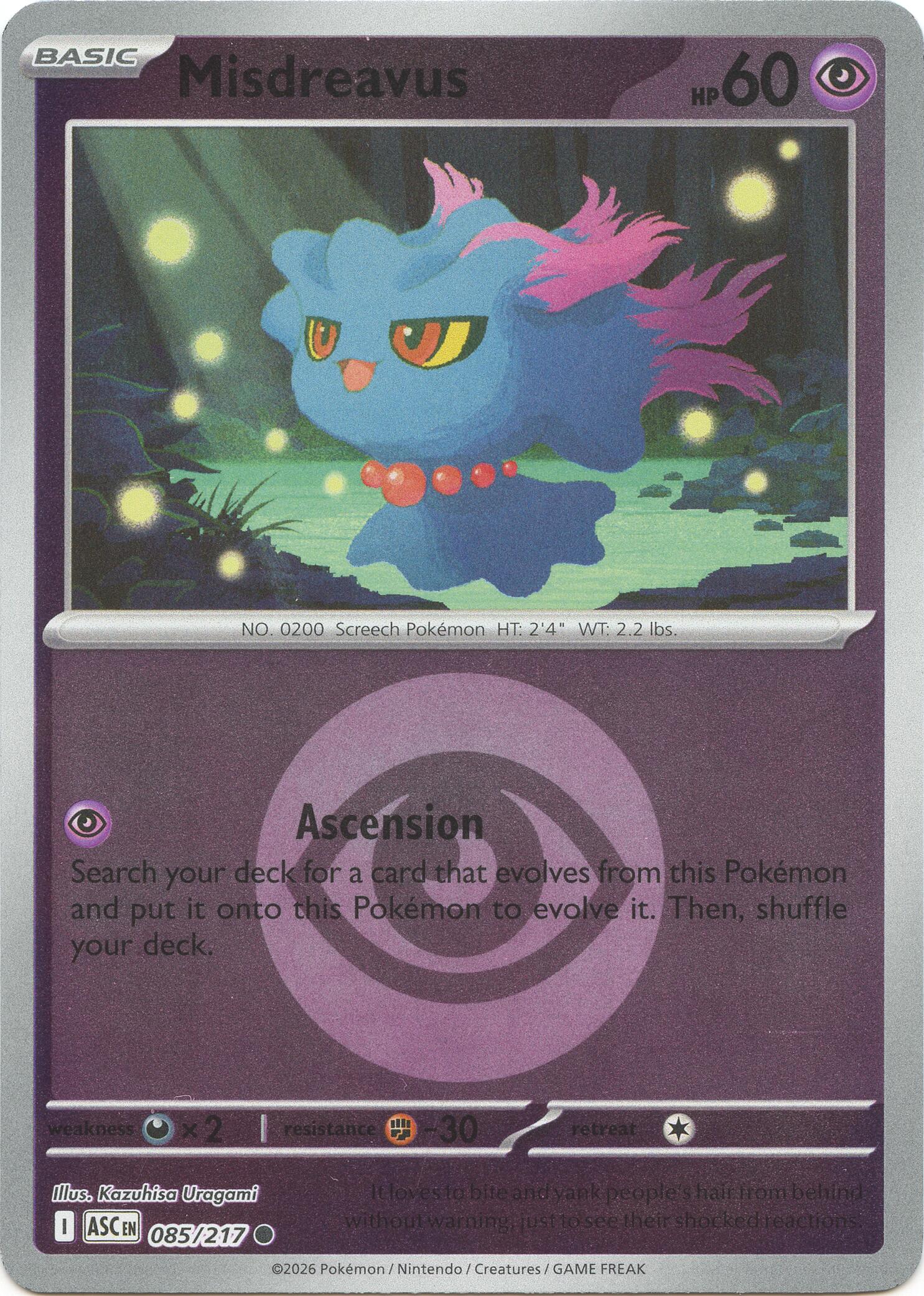 Misdreavus (085/217) (Energy Symbol Pattern) [Mega Evolution: Ascended Heroes] | Good Games Morley
