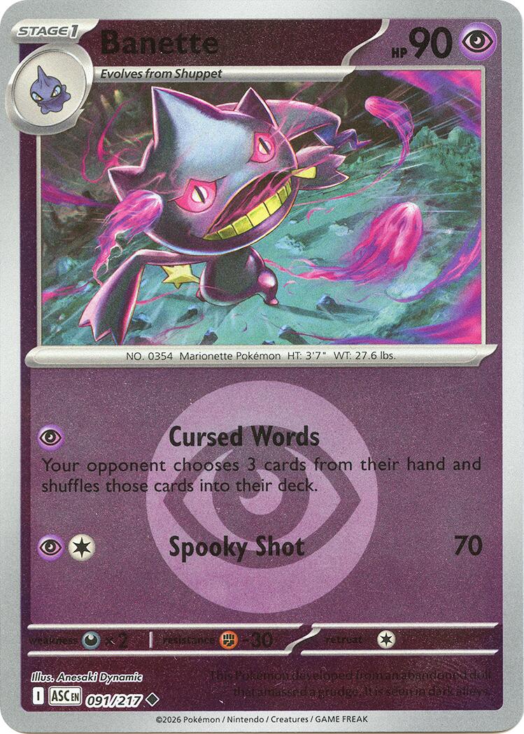 Banette (091/217) (Energy Symbol Pattern) [Mega Evolution: Ascended Heroes] | Good Games Morley