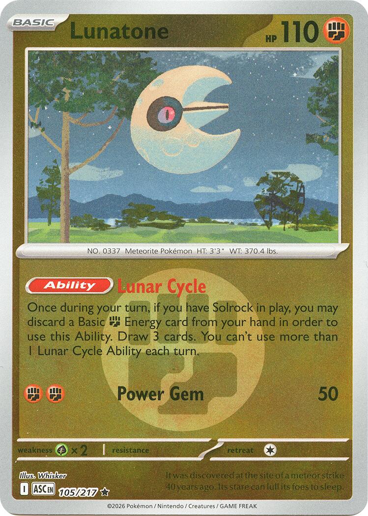 Lunatone (105/217) (Energy Symbol Pattern) [Mega Evolution: Ascended Heroes] | Good Games Morley
