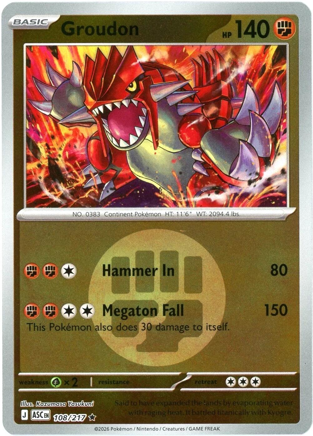 Groudon (108/217) (Energy Symbol Pattern) [Mega Evolution: Ascended Heroes] | Good Games Morley
