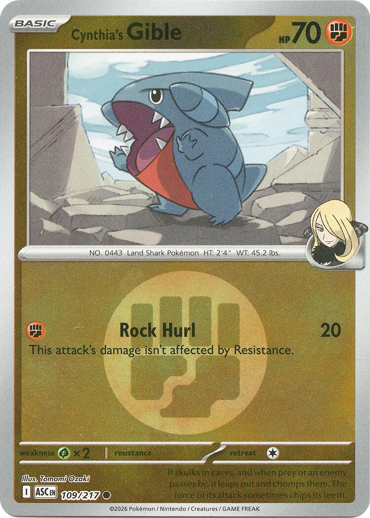 Cynthia's Gible (109/217) (Energy Symbol Pattern) [Mega Evolution: Ascended Heroes] | Good Games Morley