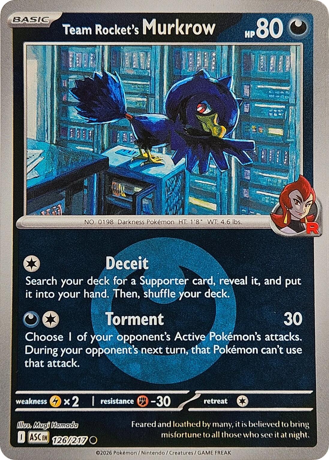 Team Rocket's Murkrow (126/217) (Energy Symbol Pattern) [Mega Evolution: Ascended Heroes] | Good Games Morley