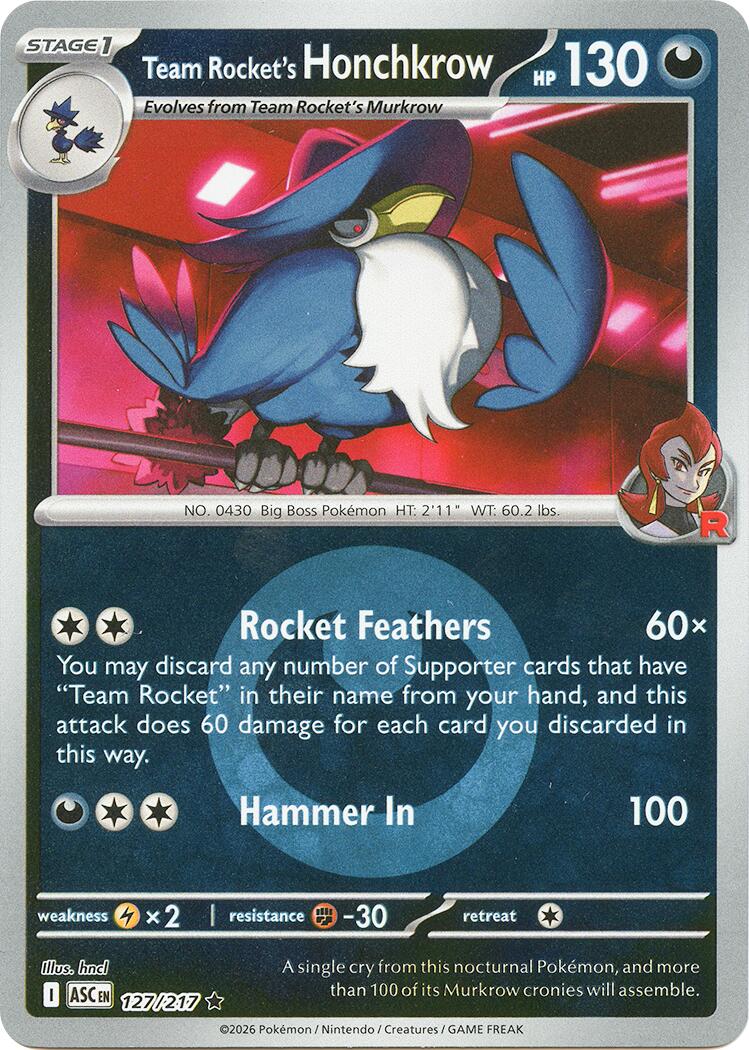 Team Rocket's Honchkrow (127/217) (Energy Symbol Pattern) [Mega Evolution: Ascended Heroes] | Good Games Morley