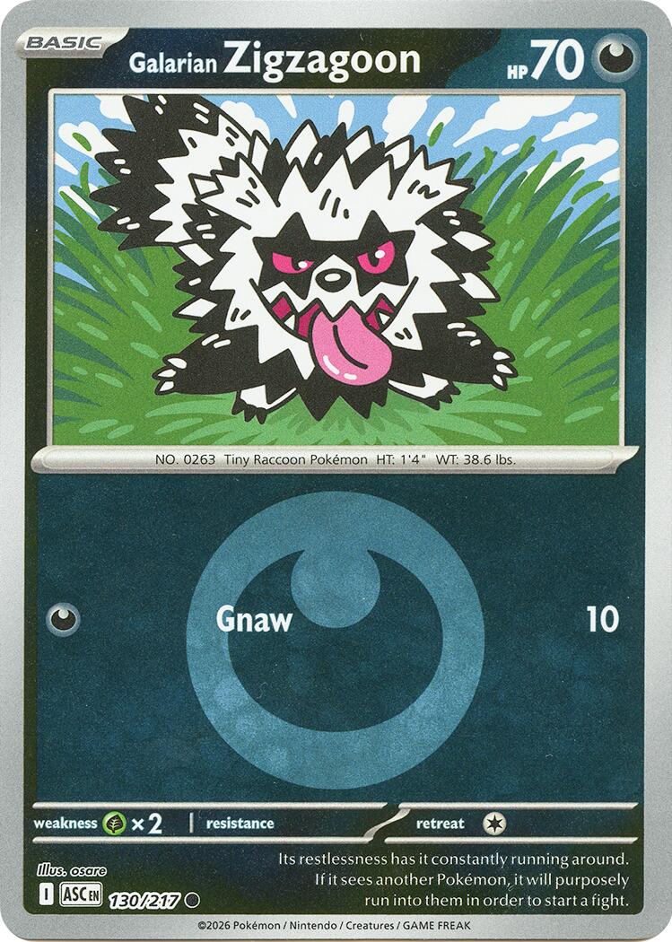Galarian Zigzagoon (130/217) (Energy Symbol Pattern) [Mega Evolution: Ascended Heroes] | Good Games Morley