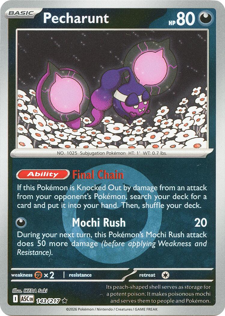 Pecharunt (143/217) (Energy Symbol Pattern) [Mega Evolution: Ascended Heroes] | Good Games Morley