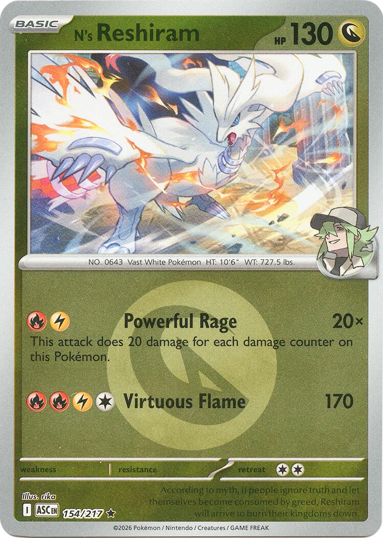 N's Reshiram (154/217) (Energy Symbol Pattern) [Mega Evolution: Ascended Heroes] | Good Games Morley