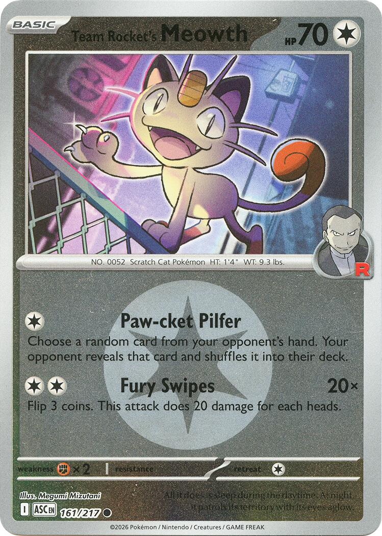 Team Rocket's Meowth (161/217) (Energy Symbol Pattern) [Mega Evolution: Ascended Heroes] | Good Games Morley