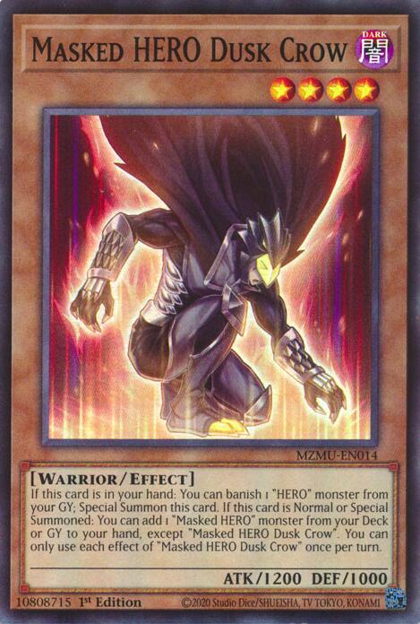 Masked HERO Dusk Crow [MZMU-EN014] Super Rare | Good Games Morley