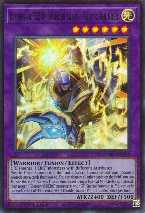 Elemental HERO Thunder Giant - Voltic Thunder [MZMU-EN029] Super Rare | Good Games Morley