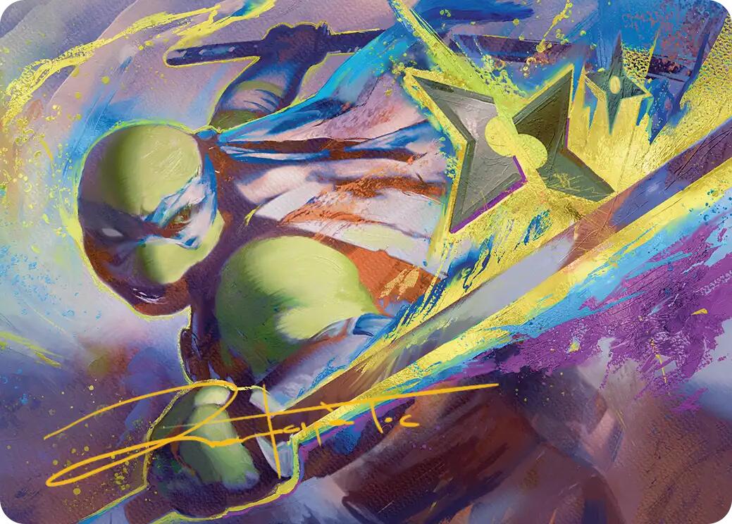 Leonardo's Technique Art Card (Gold-Stamped Signature) [Teenage Mutant Ninja Turtles Art Series] | Good Games Morley