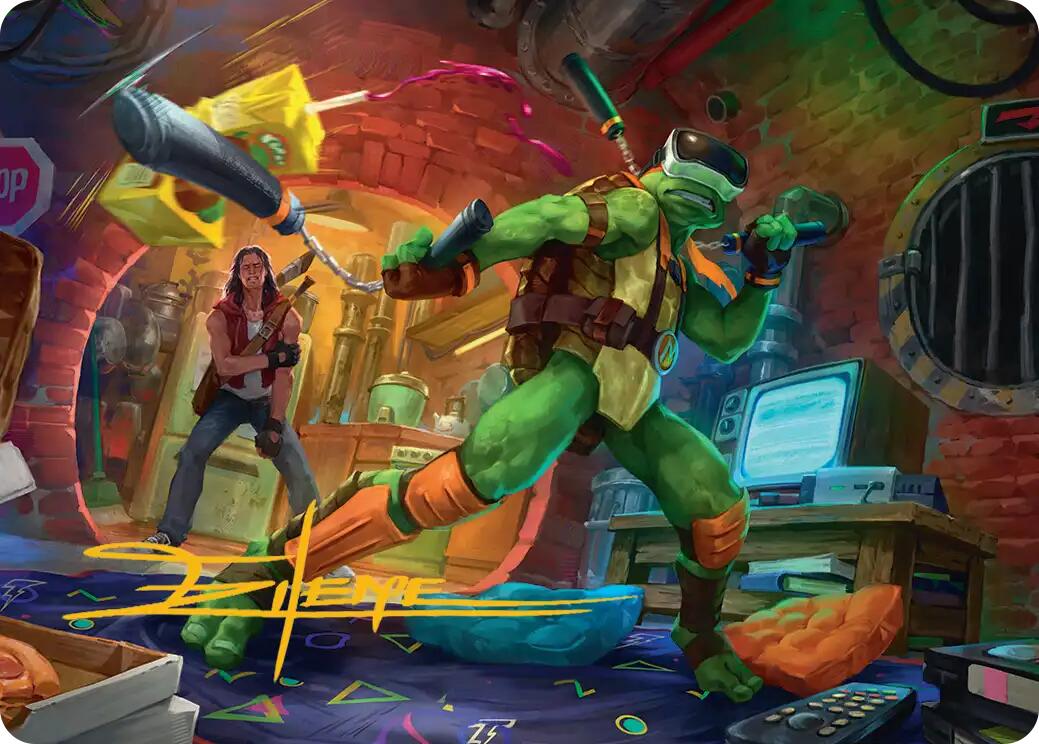 Michelangelo, Game Master Art Card (Gold-Stamped Signature) [Teenage Mutant Ninja Turtles Art Series] | Good Games Morley