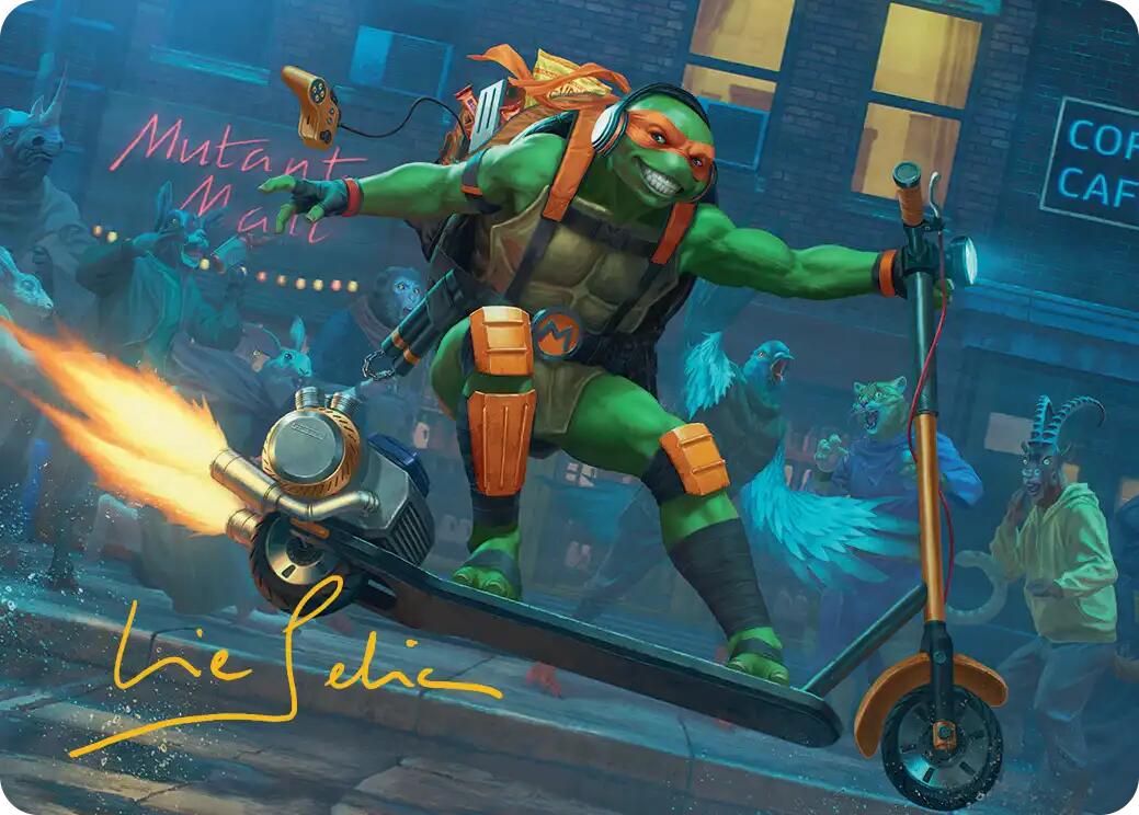Michelangelo, On the Scene Art Card (Gold-Stamped Signature) [Teenage Mutant Ninja Turtles Art Series] | Good Games Morley