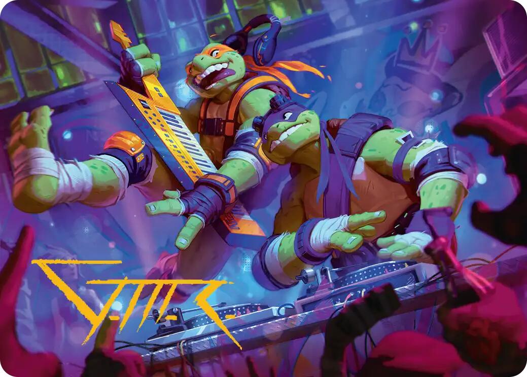 Mikey & Don, Party Planners Art Card (Gold-Stamped Signature) [Teenage Mutant Ninja Turtles Art Series] | Good Games Morley