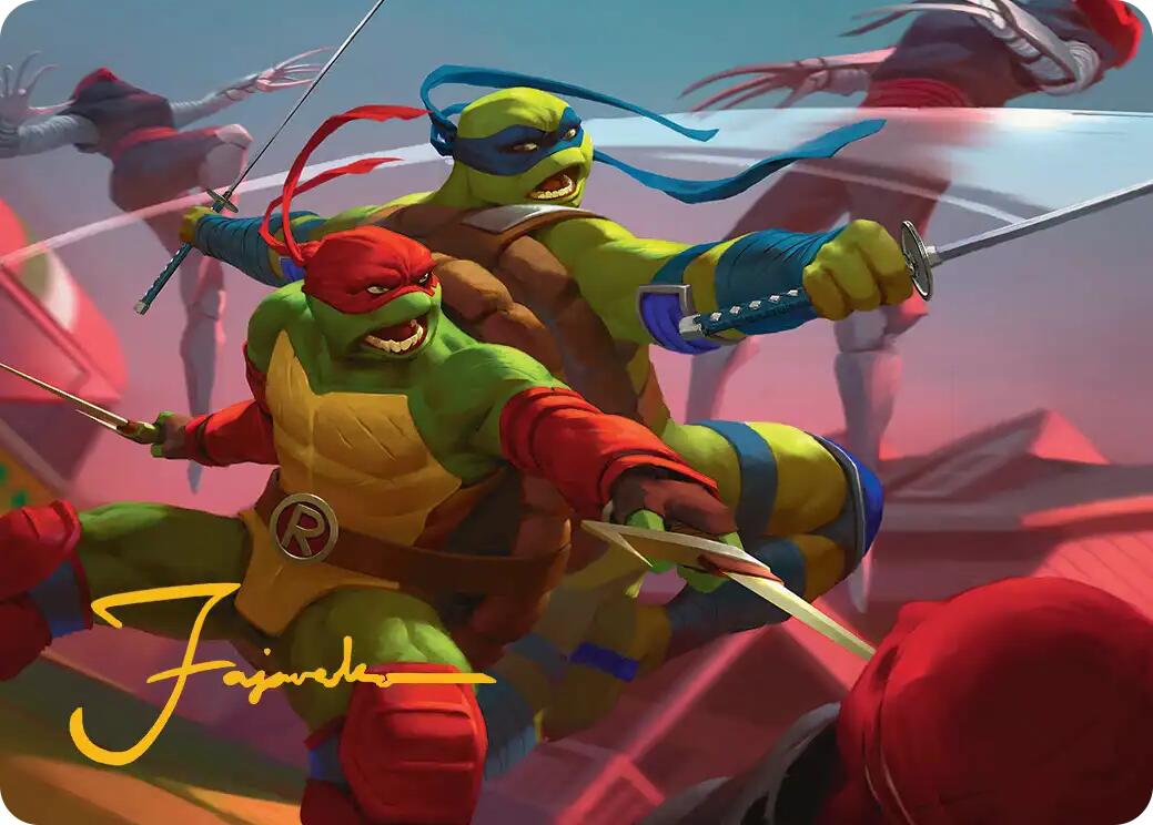Raph & Leo, Sibling Rivals Art Card (Gold-Stamped Signature) [Teenage Mutant Ninja Turtles Art Series] | Good Games Morley