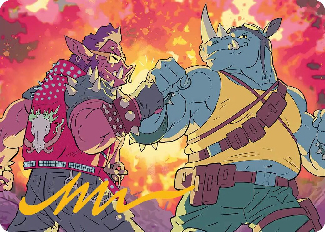 Bebop & Rocksteady Art Card (Gold-Stamped Signature) [Teenage Mutant Ninja Turtles Art Series] | Good Games Morley