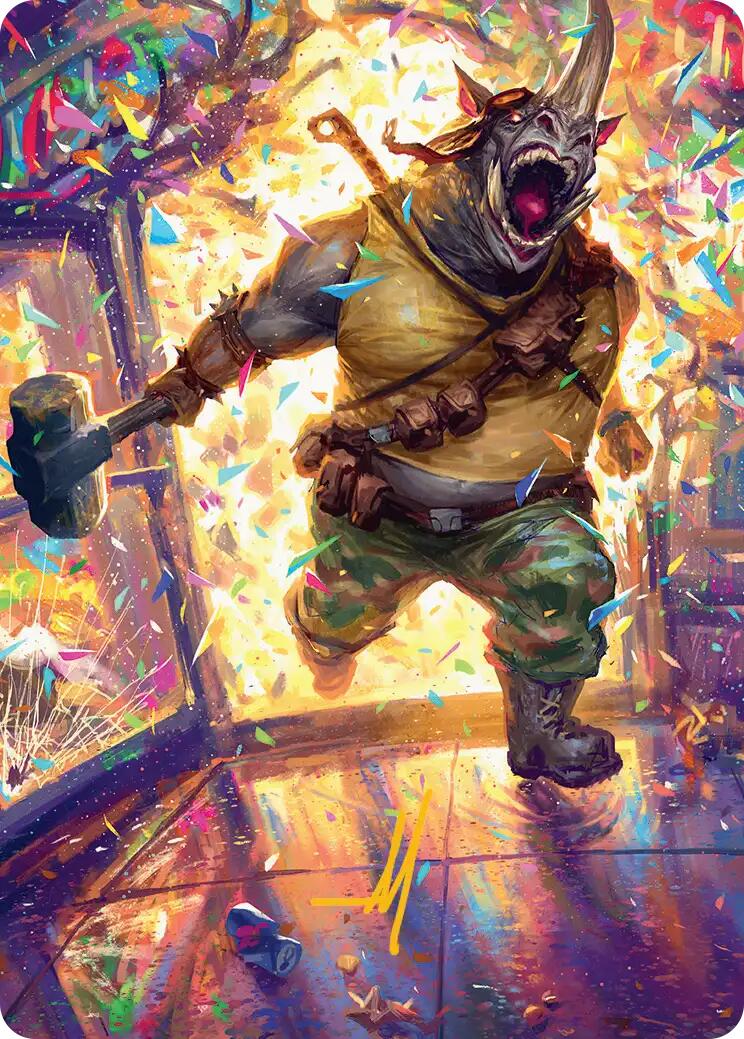 Rocksteady, Rowdy Rhino Art Card (Gold-Stamped Signature) [Teenage Mutant Ninja Turtles Art Series] | Good Games Morley