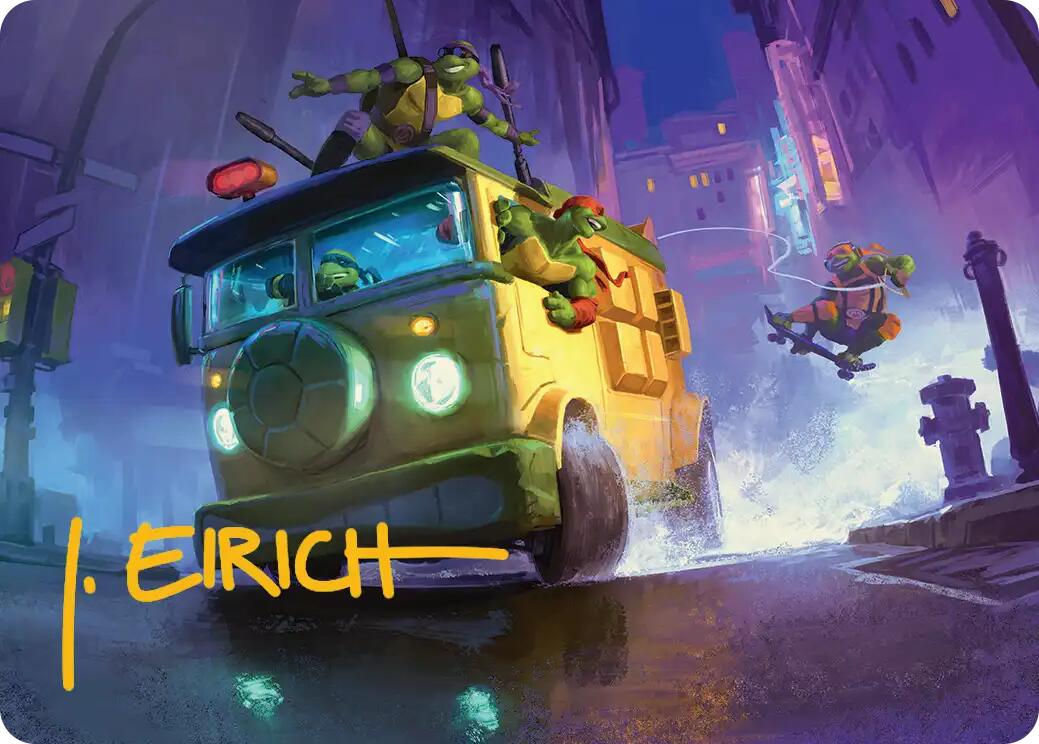 Turtle Van Art Card (Gold-Stamped Signature) [Teenage Mutant Ninja Turtles Art Series] | Good Games Morley