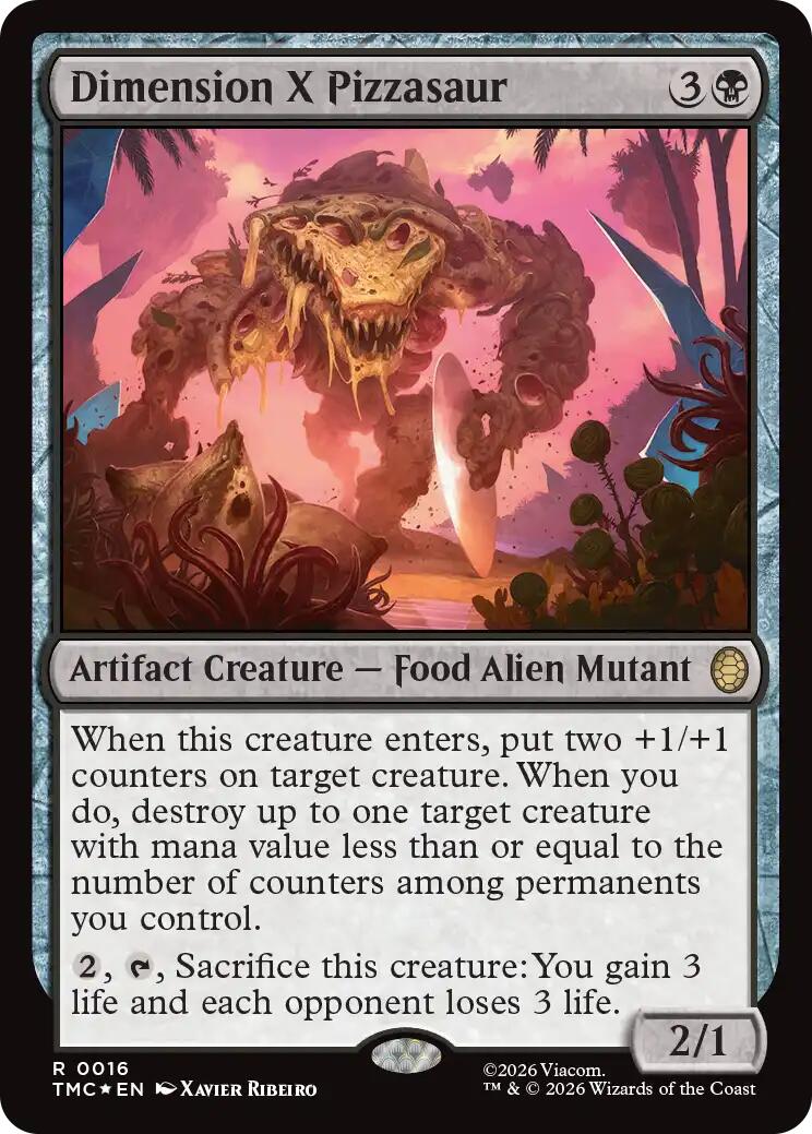 Dimension X Pizzasaur (Surge Foil) [Teenage Mutant Ninja Turtles Commander] | Good Games Morley