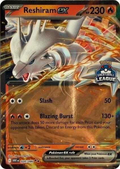 Reshiram ex (020/086) (Great Ball League) [League & Championship Cards] | Good Games Morley