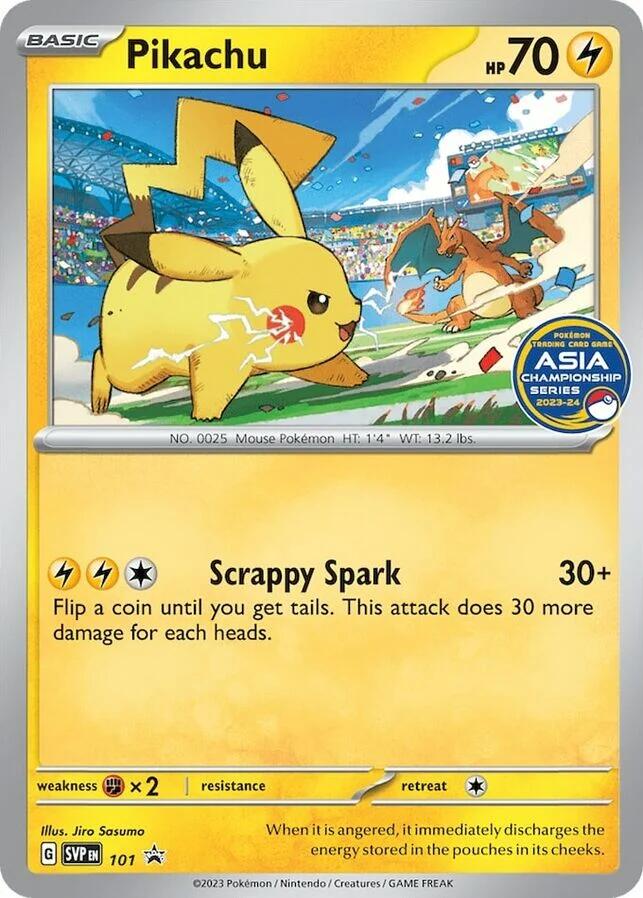 Pikachu (101) (Asia Championship Series 23-24) [Scarlet & Violet: Black Star Promos] | Good Games Morley