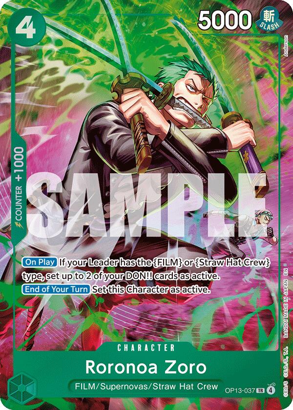 Roronoa Zoro (OP13-037) (Treasure Rare) [Adventure on Kami's Island] | Good Games Morley