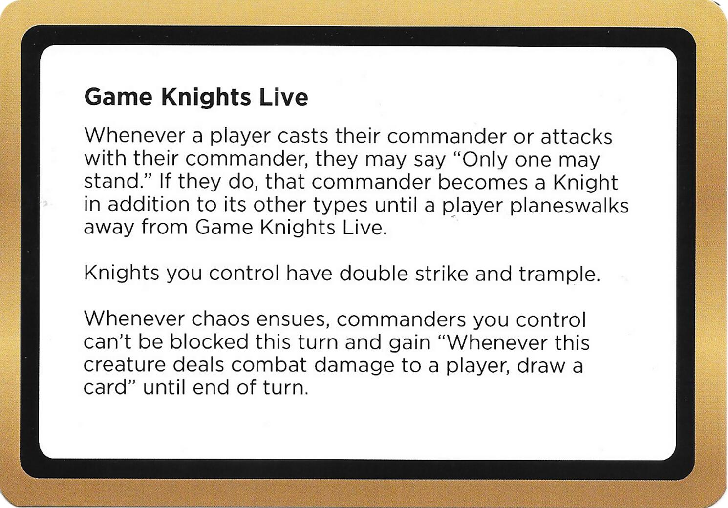 Game Knights Live (Black Lotus Unknown Planechase) [Oversize Cards] | Good Games Morley