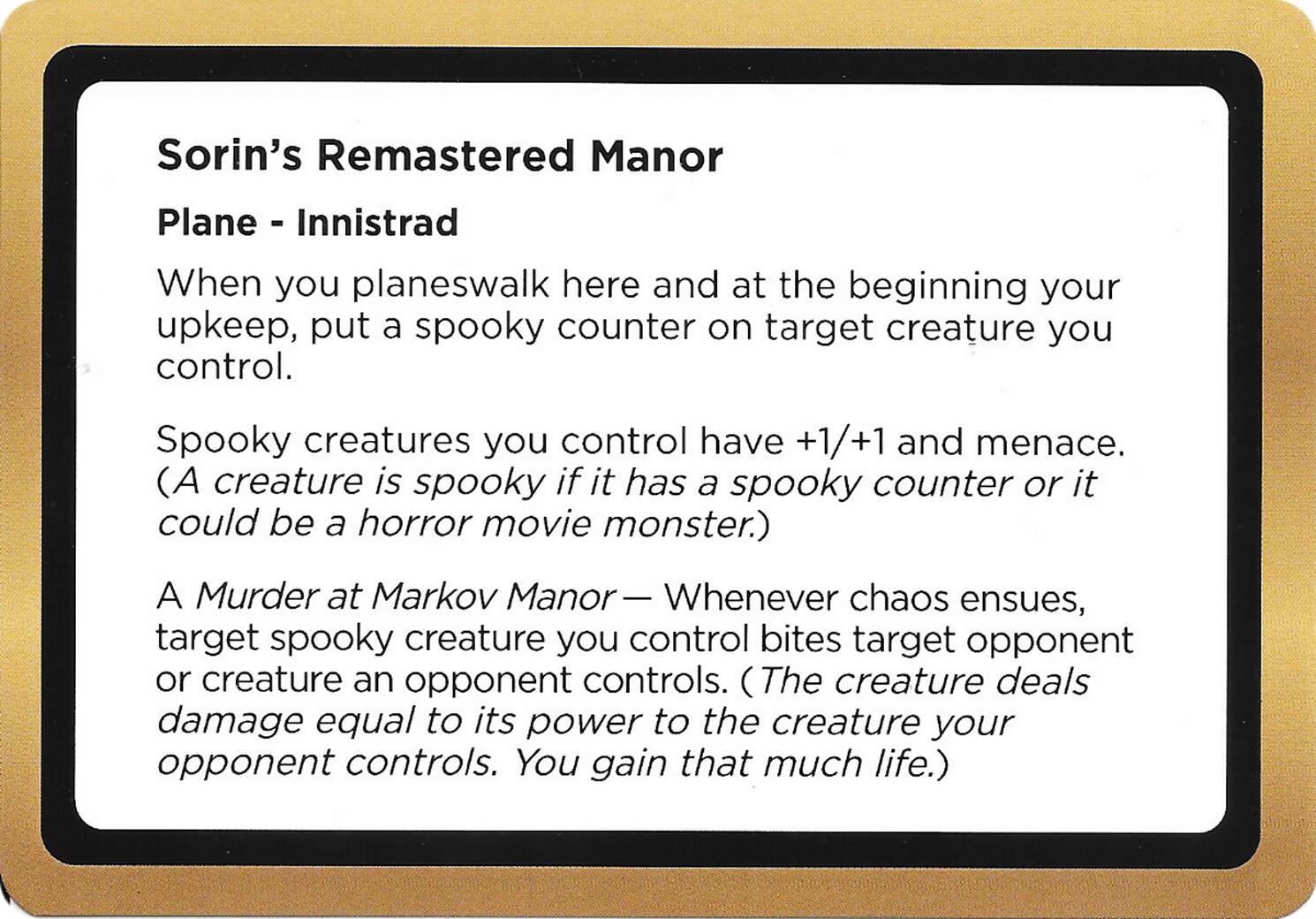 Sorin's Remastered Manor (Black Lotus Unknown Planechase) [Oversize Cards] | Good Games Morley