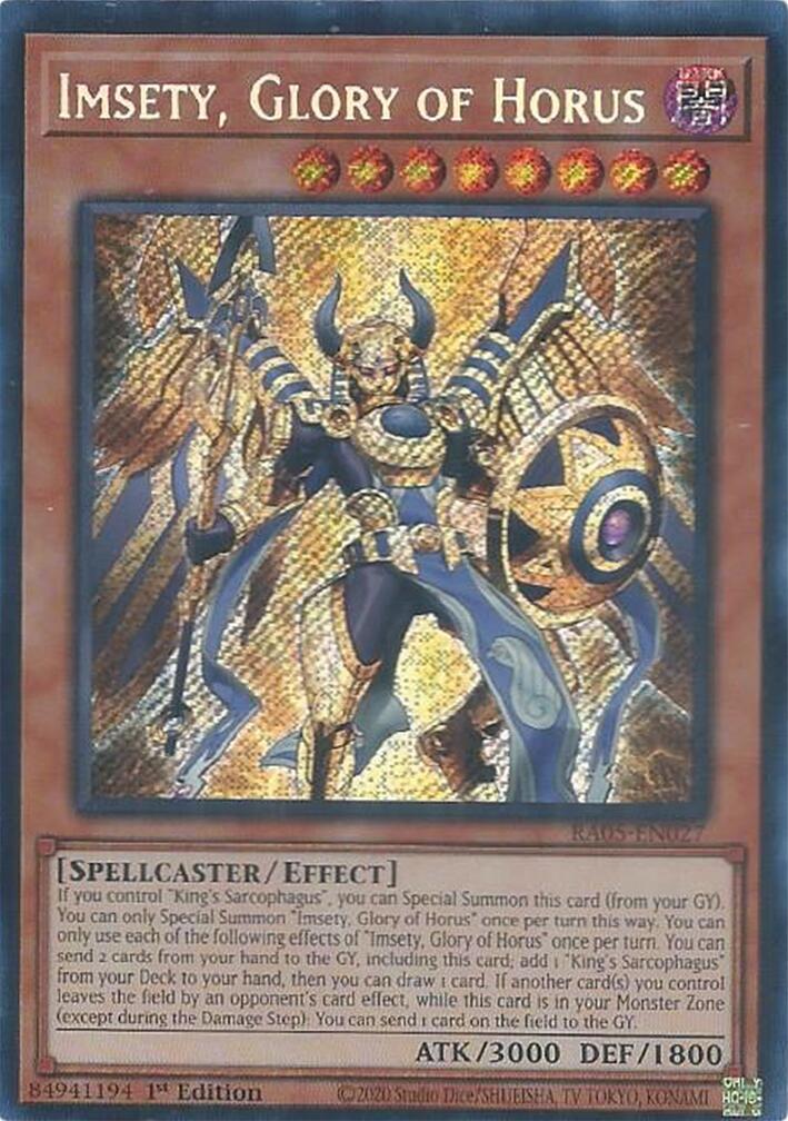 Imsety, Glory of Horus (Secret Rare) [RA05-EN027] Secret Rare | Good Games Morley