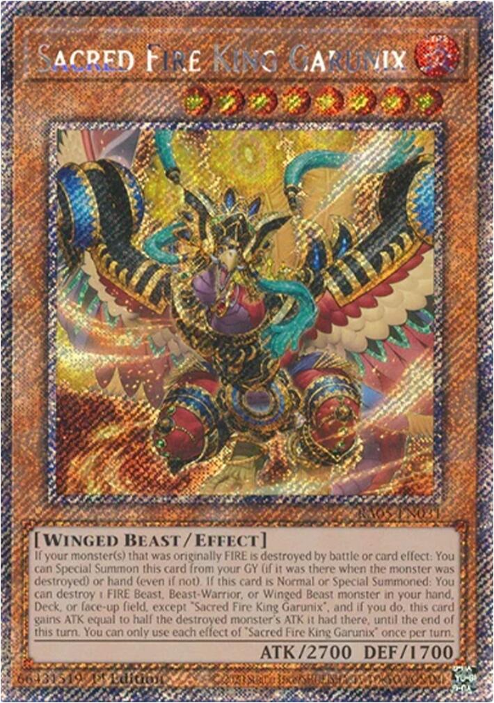 Sacred Fire King Garunix (Platinum Secret Rare) [RA05-EN031] Platinum Secret Rare | Good Games Morley