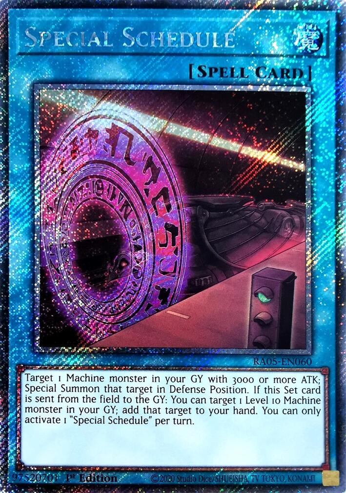 Special Schedule (Platinum Secret Rare) [RA05-EN060] Platinum Secret Rare | Good Games Morley