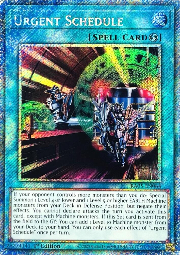 Urgent Schedule (Platinum Secret Rare) [RA05-EN064] Platinum Secret Rare | Good Games Morley