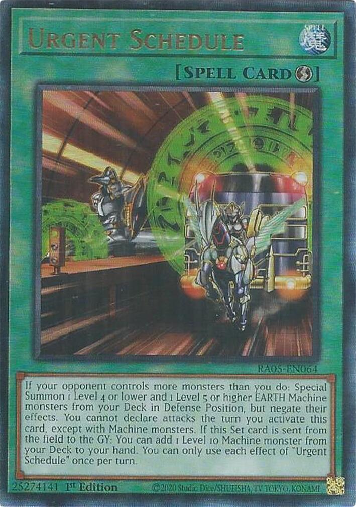 Urgent Schedule (Ultimate Rare) [RA05-EN064] Ultimate Rare | Good Games Morley