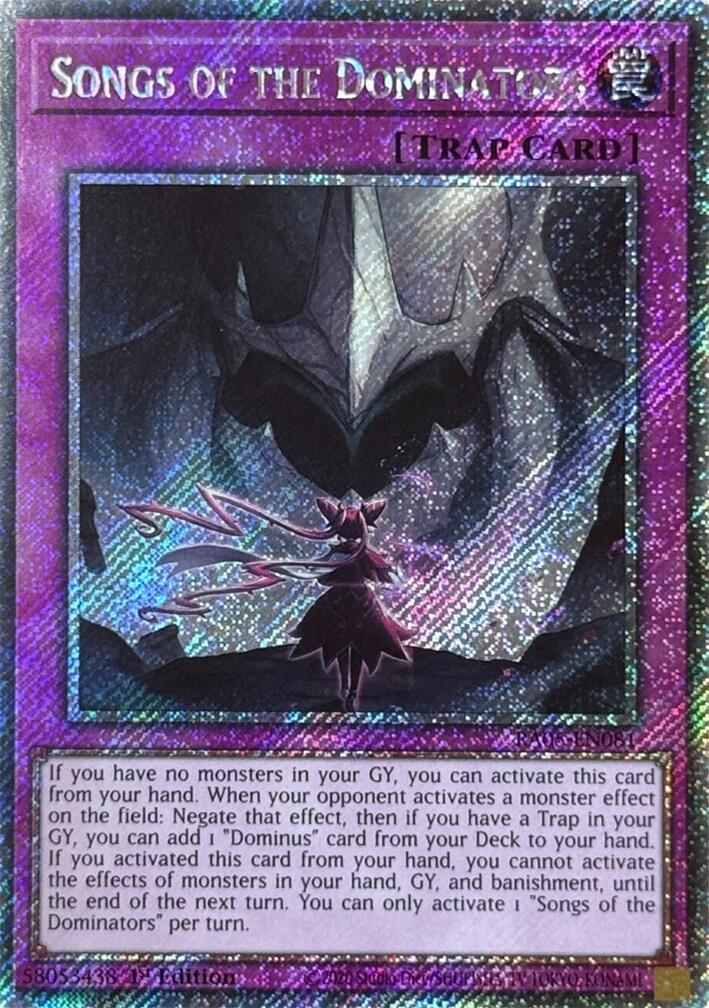 Songs of the Dominators (Platinum Secret Rare) [RA05-EN081] Platinum Secret Rare | Good Games Morley