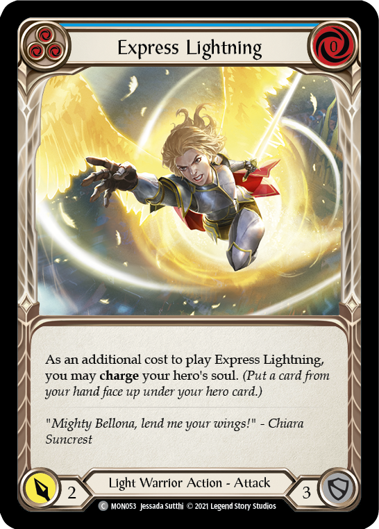 Express Lightning (Blue) [MON053-RF] (Monarch)  1st Edition Rainbow Foil | Good Games Morley