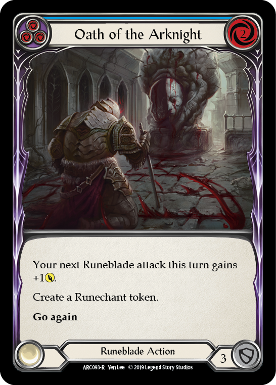Oath of the Arknight (Blue) [ARC093-R] (Arcane Rising)  1st Edition Rainbow Foil | Good Games Morley
