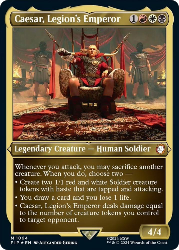 Caesar Legions Emperor Display Commander Thick Stock 1064 (Universes Beyond: Fallout)  - Foil | Good Games Morley