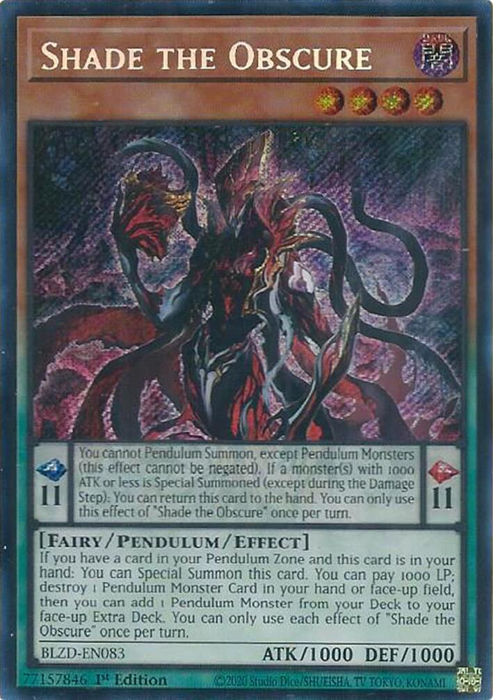 Shade the Obscure [BLZD-EN083] Secret Rare | Good Games Morley