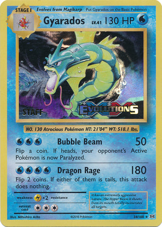Gyarados (34/108) (XY Evolutions Staff Prerelease) [XY: Black Star Promos] | Good Games Morley