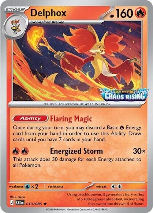 Delphox (013/086) (Chaos Rising Stamped) [Miscellaneous Cards] | Good Games Morley
