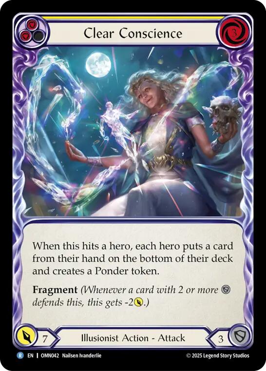 Clear Conscience (Yellow) [OMN042] (Omens of the Third Age)  Rainbow Foil | Good Games Morley